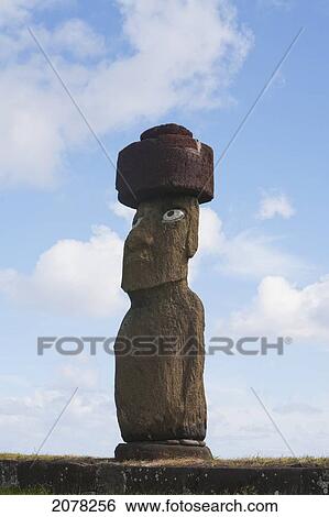 The Moai Of Ahu Ko Te Riku At The Tahai Ceremonial Complex Statue, Restored By William Mulloy Is The Only Statue To Feature Inlaid Eyes. Hubert Herzog And Tony Saulnier Had The Pukao (Top Knot) Cut And Put In Place, Rapa Nui (Easter Island), Chile View Large Photo Image Stock Photograph - The Moai Of Ahu Ko Te Riku At The Tahai Ceremonial Complex Statue, Restored By William Mulloy Is The Only Statue To Feature Inlaid Eyes. Hubert Herzog And Tony Saulnier Had The Pukao (Top Knot) Cut And Put In Place, Rapa Nui (Easter Island), Chile. Fotosearch