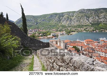 Stock Photography - The Old Town, As Seen From San Giovanni Fortress, Kotor, Monte. Fotosearch