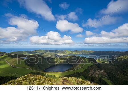 The spectacular view from Sete Cidades; Sao Miguel, Azores, Portugal View Large Photo Image Stock Photograph - The spectacular view from Sete Cidades; Sao Miguel, Azores, Portugal. Fotosearch