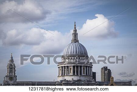 Stock Photograph - The view of St Paul's Cathedral from the Millennium Bridge; London, England. Fotosearch
