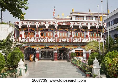 Stock Photo - Tibetan Temple And Monastery, Bodhgaya, Bihar, India. Fotosearch