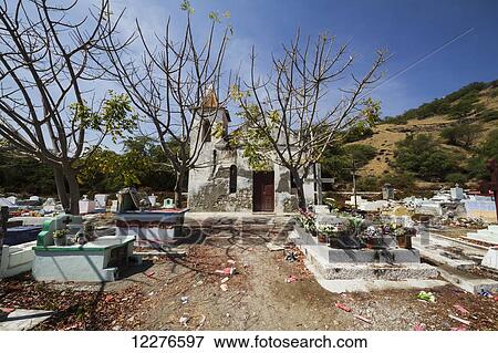 Stock Photo - Tombs in the municipal cemetery; Manatuto, East Timor. Fotosearch