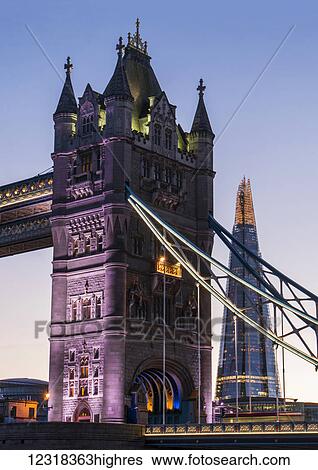 Stock Photograph - Tower Bridge and The Shard; London, England. Fotosearch