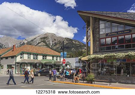 Stock Photo - Town street scene; Canmore, Alberta, Canada. Fotosearch