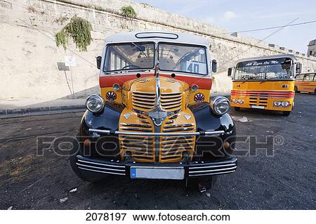 Traditional Maltese Bus On The Terminus, Valletta, Malta View Large Photo Image Stock Photo - Traditional Maltese Bus On The Terminus, Valletta, Malta. Fotosearch