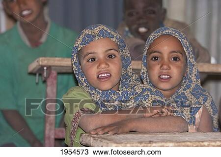 Stock Image - Tuareg children in a primary school in Tiriken, Mali. Fotosearch