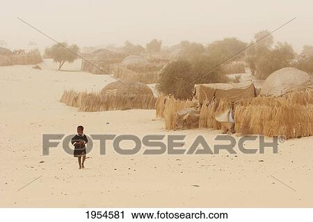 Stock Image - Tuareg settlement near Timbuktu, Mali. Fotosearch