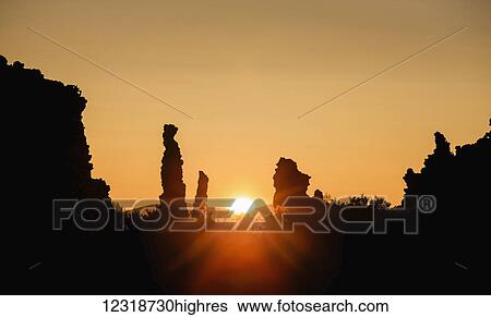 Stock Photograph - Tufa formations at sunrise, Mono Lake; Lee Vining, California, United States of America. Fotosearch