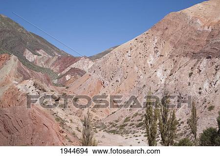 Picture - Upper Cretaceous Yacoraite Formation Of Cerro De Los Siete Colores (Hill Of The Seven Colours), Purmamarca, Jujuy, Argentina. Fotosearch