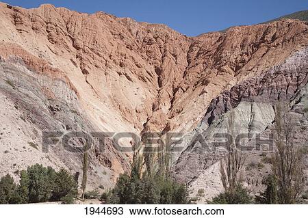 Stock Image - Upper Cretaceous Yacoraite Formation Of Cerro De Los Siete Colores (Hill Of The Seven Colours), Purmamarca, Jujuy, Argentina. Fotosearch