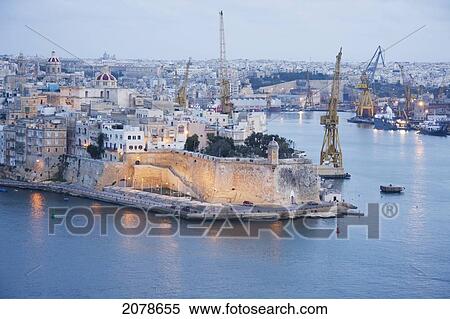 Vedette, As Seen From Valletta At Dusk, Senglea, Malta View Large Photo Image Stock Photography - Vedette, As Seen From Valletta At Dusk, Senglea, Malta. Fotosearch