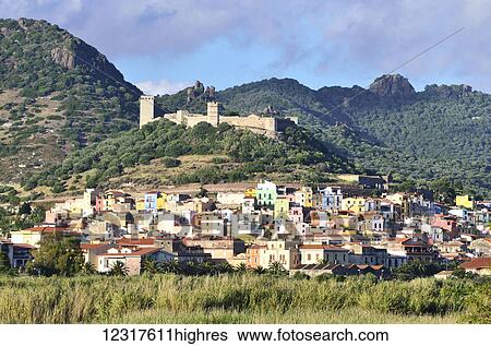 View of Bosa and the city castle; Bosa, Oristano province, Sardinia, Italy View Large Photo Image Stock Photograph - View of Bosa and the city castle; Bosa, Oristano province, Sardinia, Italy. Fotosearch