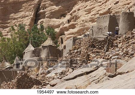 View of Irelli Village, set in the Bandiagara Escarpment, Irelli, Mopti, Mali View Large Photo Image Stock Photo - View of Irelli Village, set in the Bandiagara Escarpment, Irelli, Mopti, Mali. Fotosearch