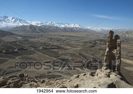 View Of The Bamiyan Valley From Ruins Of The Citadel Of Shar E Gholgola, Bamian Province, Afghanistan View Large Photo Image Picture - View Of The Bamiyan Valley From Ruins Of The Citadel Of Shar E Gholgola, Bamian Province, Afghanistan. Fotosearch