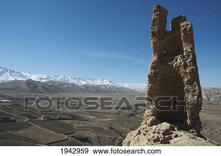 Stock Photo - View Of The Bamiyan Valley From Ruins Of The Citadel Of Shar E Gholgola, Bamian Province, Afghanistan. Fotosearch