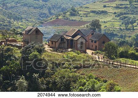 Picture - Village Along The Road Between Fianarantsoa & Ranomafana, Fianarantsoa Province, Madagascar. Fotosearch