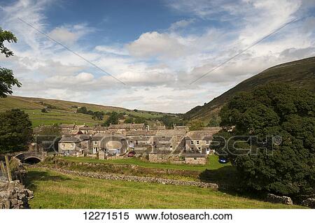 Stock Photography - Village of Thwaite at the head of Swaledale; North Yorkshire, England. Fotosearch