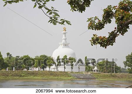Picture - Vishwa Shanti Stupa, Vaishali, Bihar, India. Fotosearch
