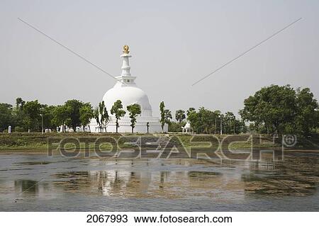 Stock Image - Vishwa Shanti Stupa, Vaishali, Bihar, India. Fotosearch