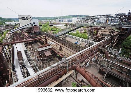 Stock Image - Volklinger Hutte (Volklingen Ironworks) from the top platform, Volklingen, Germany. Fotosearch