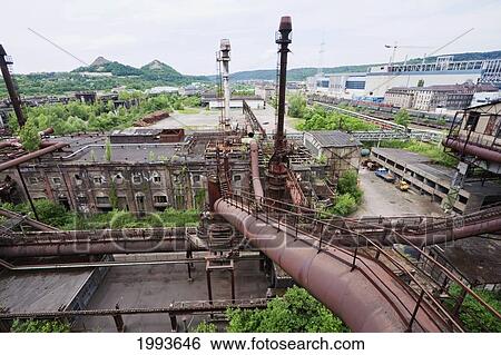 Stock Photograph - Volklinger Hutte (Volklingen Ironworks) from the top platform, Volklingen, Germany. Fotosearch