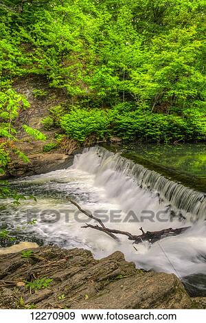 Waterfall in the Bronx River, New York Botanical Garden; New York City, New York, United States of America View Large Photo Image Stock Photo - Waterfall in the Bronx River, New York Botanical Garden; New York City, New York, United States of America. Fotosearch