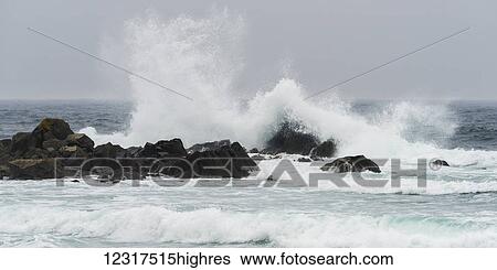 Waves of the Atlantic ocean crashing and splashing against the rocks at Louisbourg Fortress; Louisbourg, Nova Scotia, Canada View Large Photo Image Stock Photograph - Waves of the Atlantic ocean crashing and splashing against the rocks at Louisbourg Fortress; Louisbourg, Nova Scotia, Canada. Fotosearch