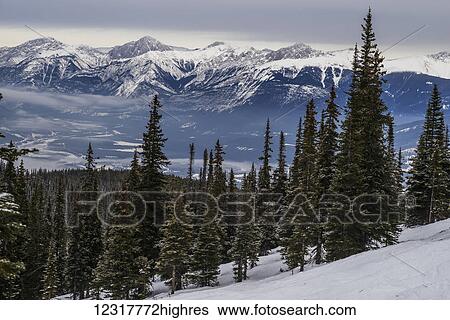 Stock Photograph - Winter landscape in Banff National Park; Banff, Alberta, Canada. Fotosearch