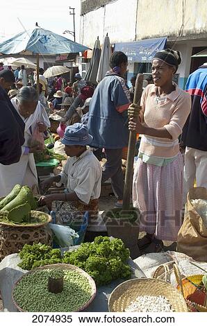 Woman Pounding Parsley At The Weekly Market In Fianarantsoa, Madagascar View Large Photo Image Stock Photography - Woman Pounding Parsley At The Weekly Market In Fianarantsoa, Madagascar. Fotosearch