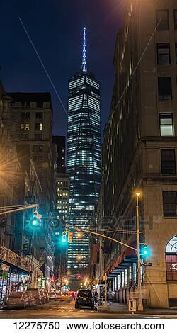 Stock Image - World Trade Center at twilight; New York City, New York, United States of America. Fotosearch