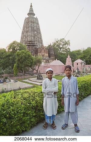 Picture - Young Muslim Boys, Mahabodi Temple, Bodhgaya, Bihar, India. Fotosearch