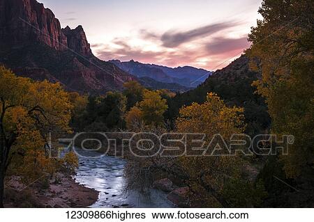Stock Photograph - Zion National park in autumn; Utah, United States of America. Fotosearch