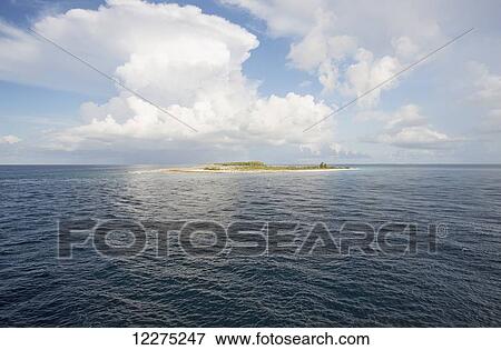 Stock Photo - A small atoll; Tahiti. Fotosearch