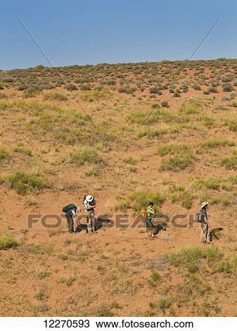 Adventurers exploring a desert slot canyon; Hanksville, Utah, United States of America View Large Photo Image Stock Image - Adventurers exploring a desert slot canyon; Hanksville, Utah, United States of America. Fotosearch