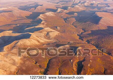 Stock Image - Aerial view of the Kigluaik Mountains, North of Nome, Seward Peninsula; Alaska, United States of America. Fotosearch