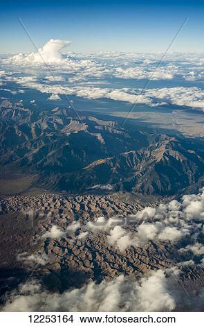 Picture - Aerial view over mountain range; United States of America. Fotosearch