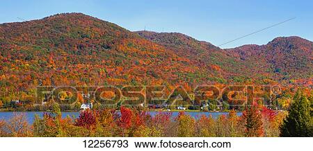 Stock Image - Bromont mountain in autumn; Bromont, Quebec, Canada. Fotosearch