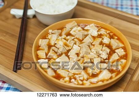 Stock Image - Chinese Braised Tofu; Wuhan, Hubei province, China. Fotosearch