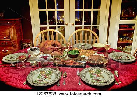 Stock Photo - Christmas dinner; Chilliwack, British Columbia, Canada. Fotosearch