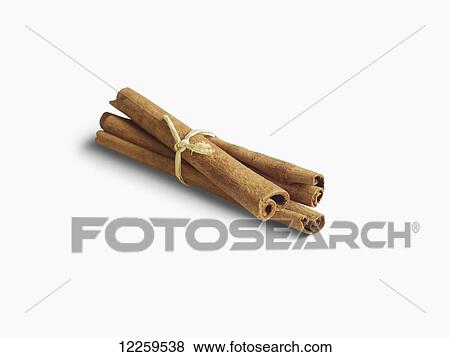 Stock Photo - Cinnamon sticks tied together on a white background. Fotosearch