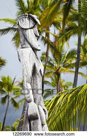 Close up of wooden sculpture, Puuhonua O Honaunau National Historical Park; Kona, Island of Hawaii, Hawaii, United States of America View Large Photo Image Stock Image - Close up of wooden sculpture, Puuhonua O Honaunau National Historical Park; Kona, Island of Hawaii, Hawaii, United States of America. Fotosearch