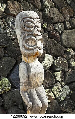 Close up of wooden sculpture, Puuhonua O Honaunau National Historical Park; Kona, Island of Hawaii, Hawaii, United States of America View Large Photo Image Stock Image - Close up of wooden sculpture, Puuhonua O Honaunau National Historical Park; Kona, Island of Hawaii, Hawaii, United States of America. Fotosearch