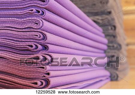 Close up of Yoga towels at a studio in Homer, Alaska View Large Photo Image Stock Photo - Close up of Yoga towels at a studio in Homer, Alaska. Fotosearch