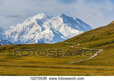 Stock Photo - Close up view of Mt. McKinley and Thorofare Pass in Denali National Park; Alaska, United States of America. Fotosearch