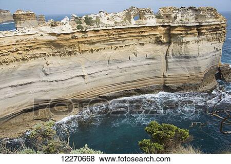Stock Photo - Fantastic formation of eroded limestone cliff; Victoria, Australia. Fotosearch