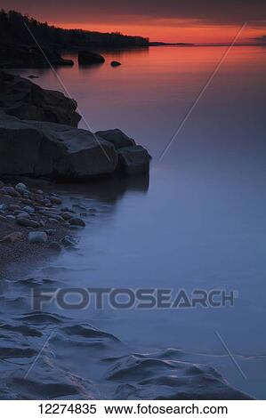 Stock Photography - First light over the North Shore of Lake Superior, near Duluth; Minnesota, United States of America. Fotosearch
