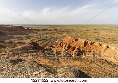 Stock Image - Flaming Cliffs, Bayanzag, South Gobi Province, Mongolia. Fotosearch