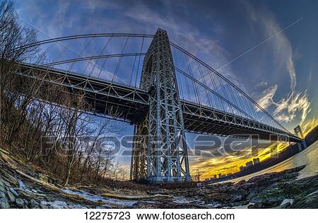 George Washington bridge at sunset, Fort Washington Park; New York City, New York, United States of America View Large Photo Image Stock Image - George Washington bridge at sunset, Fort Washington Park; New York City, New York, United States of America. Fotosearch