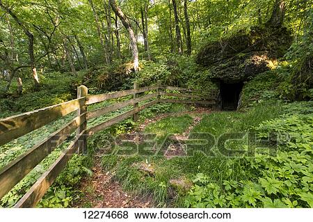 Stock Photo - Ice Cave at Bixby State Preserve, near Edgewood; Iowa, United States of America. Fotosearch