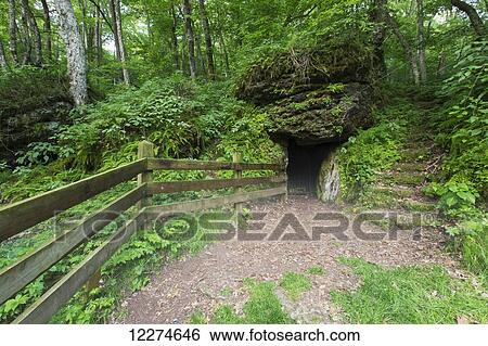 Stock Photograph - Ice Cave at Bixby State Preserve, near Edgewood; Iowa, United States of America. Fotosearch